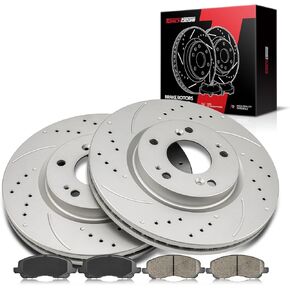 Torchbeam Front Brakes and Rotors Kit Brake Pads Brake Rotors and Pads for Jeep 2007-2017 Patriot, Jeep 2007-2016 Compass,Dodge 2008-2014 Avenger,Chrysler 2011-2014 200,Brake Rotors + Ceramic Pads Kit