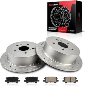 Torchbeam Rear Brakes and Rotors Kit Brake Pads Brake Rotors and Pads for Toyota 2004-2007 Highlander,Lexus 2007-2009 RX350,Lexus 2004-2006 RX330,Lexus 2006-2008 RX400h,Brake Rotors + Ceramic Pads Kit
