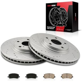 Torchbeam Front Brakes and Rotors Kit Brake Pads Brake Rotors and Pads for Toyota 2001-2005 Highlander,Toyota 2006-2007 Highlander 3.3L,Toyota 2006-2007 Highlander 2.4L,Brake Rotors + Ceramic Pads Kit