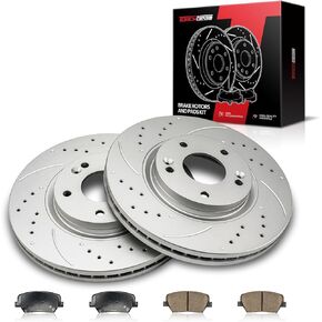 Torchbeam Front Brakes and Rotors Kit Brake Pads Brake Rotors and Pads Compatible with Kia 2011-2013 Sorento, Hyundai 2010-2012 Santa Fe,Brake Rotors + Ceramic Pads Kit