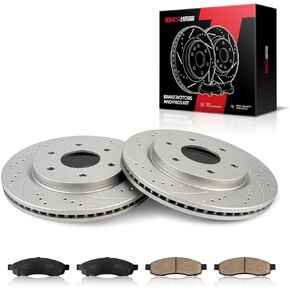 Torchbeam Front Brakes and Rotors Kit Brake Pads Brake Rotors and Pads Compatible with Nissan 2005-2007 TITAN, Nissan 2005-2006 Armada, INFINITI 2005-2006 QX56,Brake Rotors + Ceramic Pads Kit