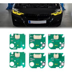 6pcs صفراء Drl Angel Eyes Lever لوحات متوافقة مع F30 LCI 3 Series 330i 340i 320 2017 2017 2018 لوحات الوحدة النمطية LED تستبدل# 63117419610 63117419615 - للواجهة الأمامية اليسار واليمين