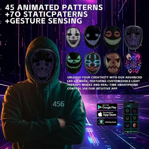 LED Mask with APP & Gesture Control - Perfect for Cosplay, Masquerade Balls & Party Costumes for Adult Unisex Mask in Saudi Arabia