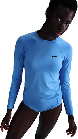 Nike Swim Women's Essential Long Sleeve Hydro Rash Guard Black, باتل بلو, XS in Kuwait