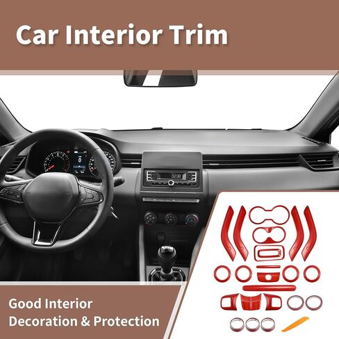 Decoration Set of 21 for Center Console Steering Wheel Air Outlet Door Handle Cover for Jeep Wrangler JK JKU 2011-2018 2-Door 4-Door Interior Trim Accessory Red in Saudi Arabia