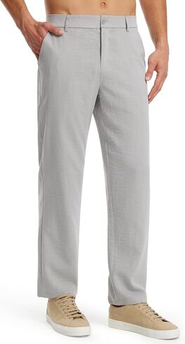 Libin Men's Imitation Linen Pants Casual Pants Lightweight Pants Summer Beach Lounge Pants in Saudi Arabia