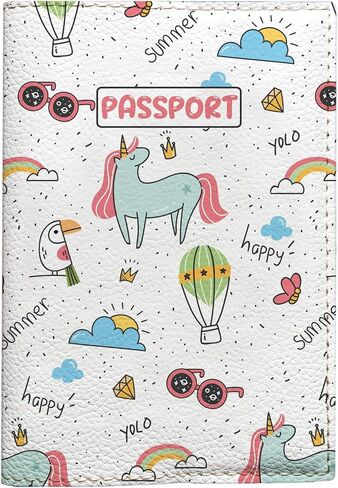 White Passport Cover For Kids, Vegan Leather Holder for Children, Travel Dinosaur Birthday Gift for Little Boys and Girls in Saudi Arabia