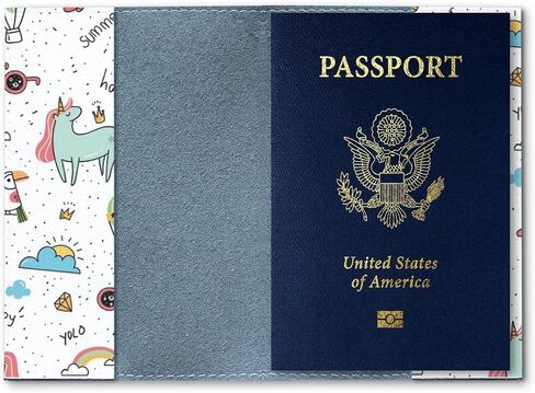 White Passport Cover For Kids, Vegan Leather Holder for Children, Travel Dinosaur Birthday Gift for Little Boys and Girls in Saudi Arabia