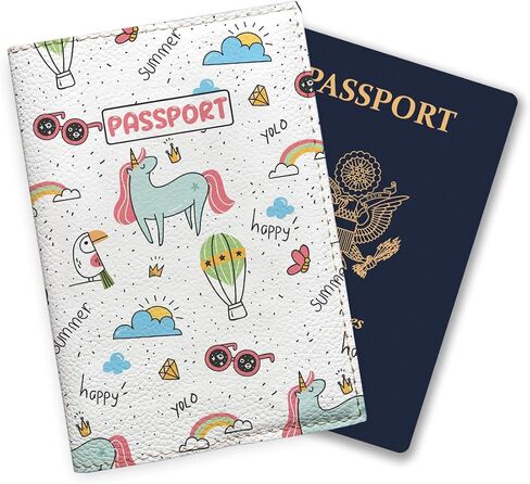 White Passport Cover For Kids, Vegan Leather Holder for Children, Travel Dinosaur Birthday Gift for Little Boys and Girls in Saudi Arabia