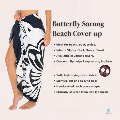 SHU-SHI Sarong Coverups for Women Beach Skirt Butterfly Wrap Swimsuit Long Pareo Cover Up in Saudi Arabia