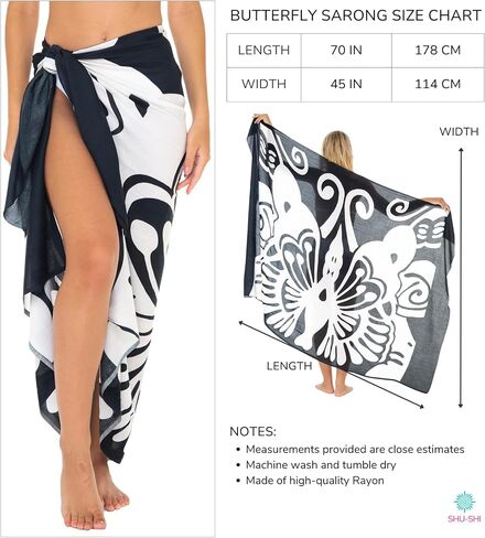 SHU-SHI Sarong Coverups for Women Beach Skirt Butterfly Wrap Swimsuit Long Pareo Cover Up in Saudi Arabia