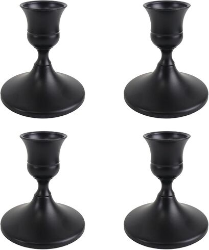 Vintage Black Taper Candle Holders Set of 4, Metal Candlestick Holders Elegant Handcrafted Décor for Weddings, Dining & Meditation,Table Centerpiece, Party, Christmas Decoration or Home Decor in Saudi Arabia