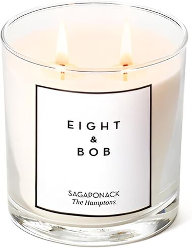 ثمانية و Bob Sagaponack مجموعة هدايا شموع كبيرة وحامل العطرية العطرية طويلة الأمد ديكور العطر الفاخر ملاحظات من Lychee ، الخوخ ، البرتقالي ، Muguet ، الياسمين ، Rose Musk Vetiver 600 Gr (The Hamptons) in Saudi Arabia