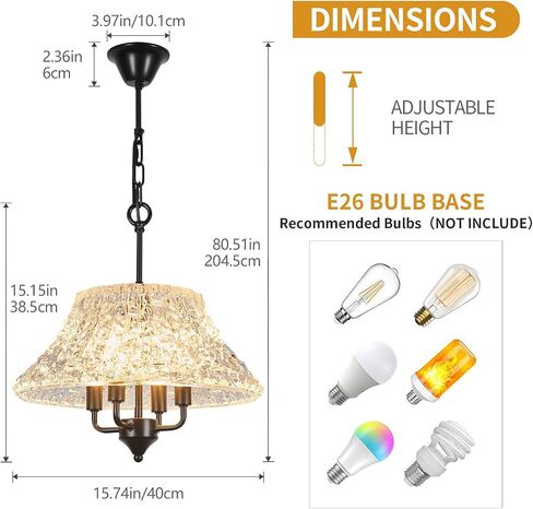 Modern 16" Black Glass Chandeliers for Kitchen Island,Luxury Pendant Light Fixture Over Table 4-Light Round Light Ceiling Hanging lamp for Dining Room Living Room Foyer Entryway Bedroom in Saudi Arabia