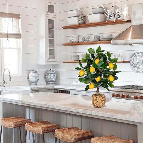 نباتات مصطنعة مصطنعة 17.3 بوصات صغيرة مزيفة شجرة الليمون الليمون الليمون الليمون الليمون الحمضيات مع وعاء منسوج فو ، زخارف الليمون الداخلي للمنزل ، المكتب ، طاولة غرفة المعيشة ، مكتب in Kuwait