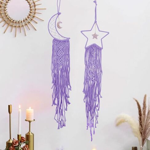 Mrmrkura Star Moon Dream Catcher for Girls Bedroom Decor Decore Home Wall Decor ، Boho Macrame Wall شنقا صيادين أحلام كبيرة للفتيان ، والبنات ، والأطفال ، والمراهقين (الأسود) in Saudi Arabia