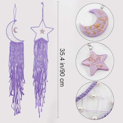 Mrmrkura Star Moon Dream Catcher for Girls Bedroom Decor Decore Home Wall Decor ، Boho Macrame Wall شنقا صيادين أحلام كبيرة للفتيان ، والبنات ، والأطفال ، والمراهقين (الأسود) in Saudi Arabia