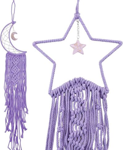 Mrmrkura Star Moon Dream Catcher for Girls Bedroom Decor Decore Home Wall Decor ، Boho Macrame Wall شنقا صيادين أحلام كبيرة للفتيان ، والبنات ، والأطفال ، والمراهقين (الأسود) in Saudi Arabia