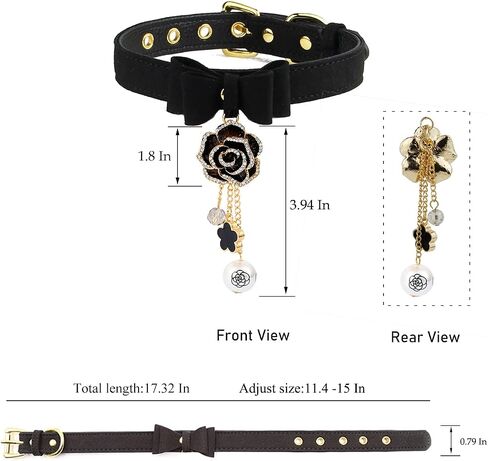 Gothic Leather collar for Women with Lock Detachable Choker Necklace Black in Saudi Arabia
