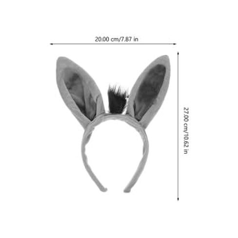 3pcs Donkey Ears Headband: kids 10.61X7.86X0.79in Plush Donkey Ears Headband Soft Animal Headwear for Cosplay Birthday Parties and Themed Events Cute Gray Costume Accessories in Kuwait