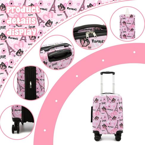 Kid's Luggage Set 16" Hardside Luggage with Spinner Wheels 2 Piece Suitcase Set Girls Carry on Toddler Travel Rolling Suitcase with Neck Pillow Airline Approved in Saudi Arabia