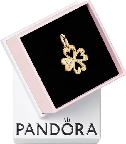 Pandora Heart Four-Leaf Clover Medallion Charm - Bracelet Charm ME Bracelets - 14k Gold with Clear Cubic Zirconia - Gift for Her - Jewelry for Women with Gift Box in Saudi Arabia