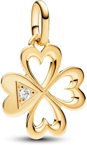 Pandora Heart Four-Leaf Clover Medallion Charm - Bracelet Charm ME Bracelets - 14k Gold with Clear Cubic Zirconia - Gift for Her - Jewelry for Women with Gift Box in Saudi Arabia