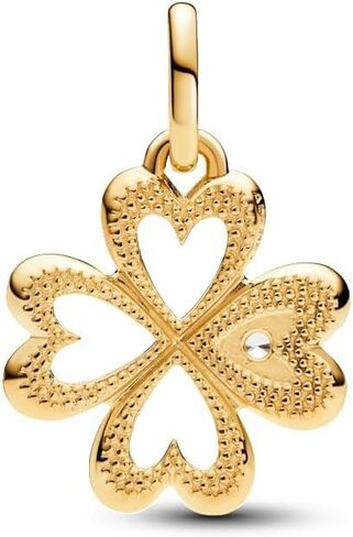 Pandora Heart Four-Leaf Clover Medallion Charm - Bracelet Charm ME Bracelets - 14k Gold with Clear Cubic Zirconia - Gift for Her - Jewelry for Women with Gift Box in Saudi Arabia