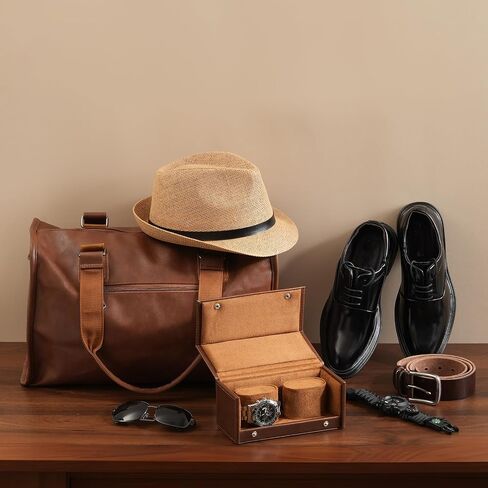 Procase Watch Travel Case for Men & Women ، 2 حالة مراقبة سفر من الفتحة مع بطانة مخملية ناعمة ، هدايا الساعات المربعة المربعة الصدمية لعيد الميلاد عيد الميلاد -عيد الميلاد. in Saudi Arabia