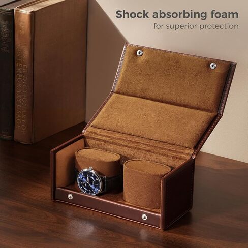 Procase Watch Travel Case for Men & Women ، 2 حالة مراقبة سفر من الفتحة مع بطانة مخملية ناعمة ، هدايا الساعات المربعة المربعة الصدمية لعيد الميلاد عيد الميلاد -عيد الميلاد. in Saudi Arabia