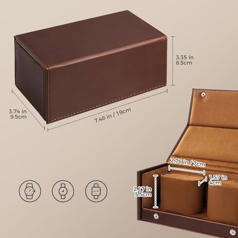 Procase Watch Travel Case for Men & Women ، 2 حالة مراقبة سفر من الفتحة مع بطانة مخملية ناعمة ، هدايا الساعات المربعة المربعة الصدمية لعيد الميلاد عيد الميلاد -عيد الميلاد. in Saudi Arabia