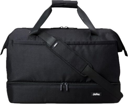 Double Decker Weekender Bag 40L Carry-On Duffel with Shoe Compartment, Water-Resistant, Foldable Travel Bag with Trolley Sleeve & Shoulder Strap – Jet in Kuwait