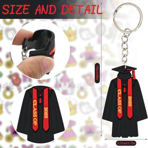 24PCS Class of 2025 Graduation Keychain 2025 Graduation Gown Key Ring Graduation Party Favors in Saudi Arabia