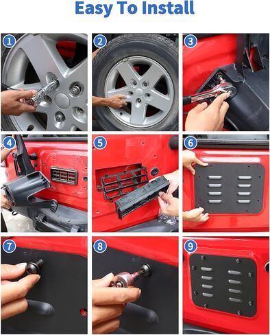 Aluminum Wrangler JK Spare Tire Carrier Filler Plate Tailgate Vent Plate Cover Fit for 2007-2017 Jeep Wrangler JK JKU & Unlimited (Grille Style) in Saudi Arabia