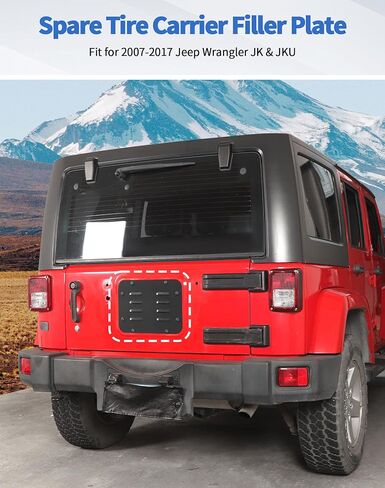 Aluminum Wrangler JK Spare Tire Carrier Filler Plate Tailgate Vent Plate Cover Fit for 2007-2017 Jeep Wrangler JK JKU & Unlimited (Grille Style) in Saudi Arabia