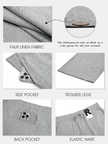 Runcati Mens Casual Linen Pants Elastic Waist Drawstring Summer Beach Pants Lightweight Loose Fit Yoga Trousers in Saudi Arabia