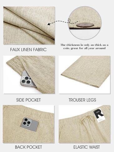 Runcati Mens Casual Linen Pants Elastic Waist Drawstring Summer Beach Pants Lightweight Loose Fit Yoga Trousers in Saudi Arabia