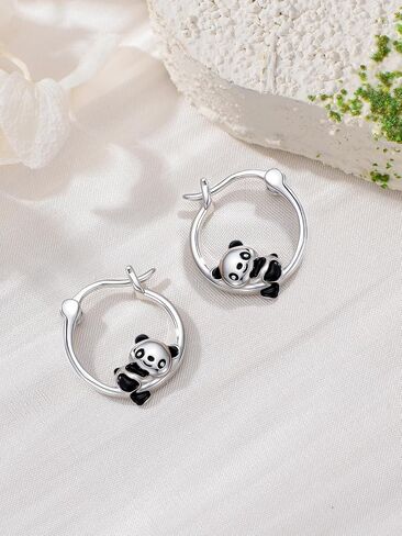 Midari Hypoallergenic Sterling Silver Animal Huggie Hoop Earrings Cute Elephant/Unicorn/Black Cat/Dinosaur/Panda Earrings Sensitive Ears Friendly Everyday Wear Jewelry Gifts for Women in Saudi Arabia