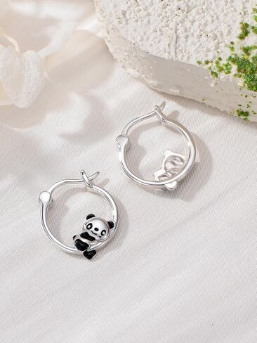 Midari Hypoallergenic Sterling Silver Animal Huggie Hoop Earrings Cute Elephant/Unicorn/Black Cat/Dinosaur/Panda Earrings Sensitive Ears Friendly Everyday Wear Jewelry Gifts for Women in Saudi Arabia