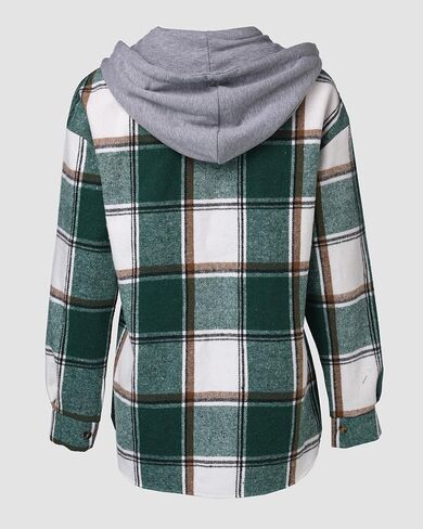 CHICME Womens Lightweight Casual Jacket Plaid Long Sleeve Shacket Fleece Lined Hooded Jackets Warm Coat in Saudi Arabia