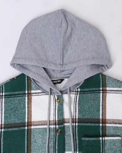 CHICME Womens Lightweight Casual Jacket Plaid Long Sleeve Shacket Fleece Lined Hooded Jackets Warm Coat in Saudi Arabia