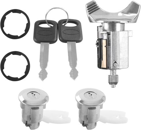 مفتاح الإشعال قفل 2 PCS أسطوانة الباب مع استبدال المفاتيح لفورد F150 F250 F350 Bronco Aerostar E150 E250 E350 Van Taurus Ranger استبدال Mercury Grand Marquis C-42-150+DP-42-122 in Kuwait