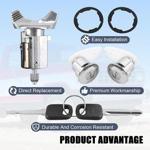 مفتاح الإشعال قفل 2 PCS أسطوانة الباب مع استبدال المفاتيح لفورد F150 F250 F350 Bronco Aerostar E150 E250 E350 Van Taurus Ranger استبدال Mercury Grand Marquis C-42-150+DP-42-122 in Kuwait