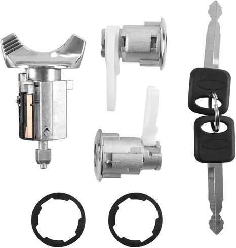 مفتاح الإشعال قفل 2 PCS أسطوانة الباب مع استبدال المفاتيح لفورد F150 F250 F350 Bronco Aerostar E150 E250 E350 Van Taurus Ranger استبدال Mercury Grand Marquis C-42-150+DP-42-122 in Kuwait