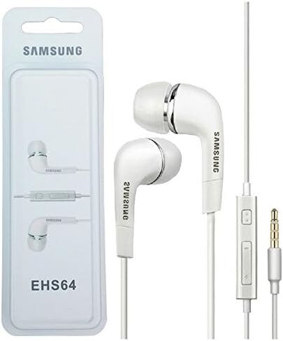 Samsung EHS64AVFWE 3.5mm EHS64 Stereo Headset with Remote and Mic - Original OEM - Non-Retail Packaging - White in Saudi Arabia