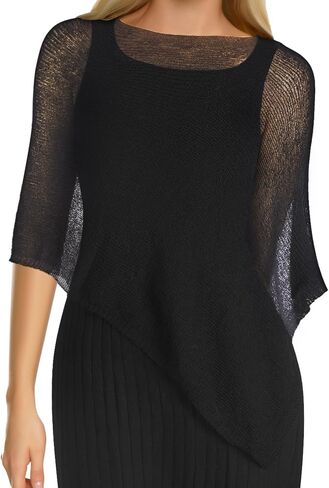 1 Pcs Women Sheer Poncho Shrug Summer Sheer Blouse Top Lightweight Poncho Sheer Bolero for Formal Evening Dress in Saudi Arabia
