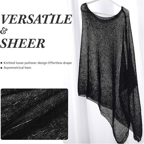1 Pcs Women Sheer Poncho Shrug Summer Sheer Blouse Top Lightweight Poncho Sheer Bolero for Formal Evening Dress in Saudi Arabia