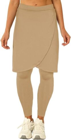 Fisoew Women's Knee Length Athletic Skirt with Leggings Wrap Gym Workout Golf Tennis Skorts with Pocket in Saudi Arabia