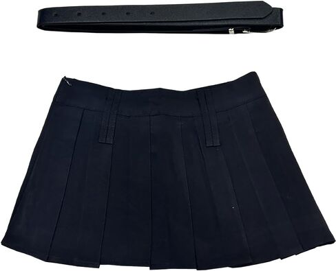 Women's Pleated Mini Skirt Y2k High Waist Stretchy Tennis Skater Short Skirt with Belt Club Party Wear in Saudi Arabia