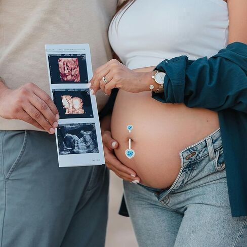 14G Heart Flexible Clear Acrylic Pregnancy Belly Button Ring Butterfly Dangle Pregnancy Maternity Belly Rings in Saudi Arabia